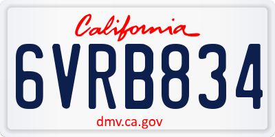 CA license plate 6VRB834