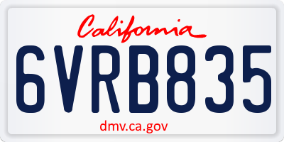 CA license plate 6VRB835