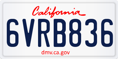 CA license plate 6VRB836
