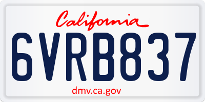 CA license plate 6VRB837
