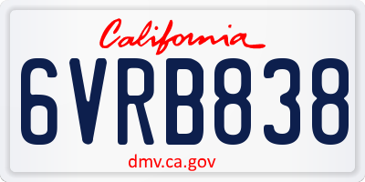 CA license plate 6VRB838