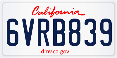 CA license plate 6VRB839