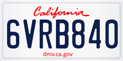 CA license plate 6VRB840