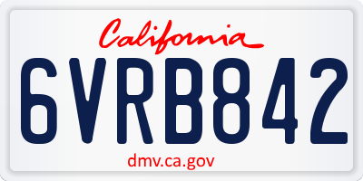 CA license plate 6VRB842