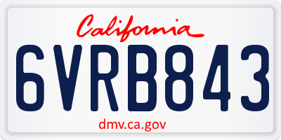 CA license plate 6VRB843