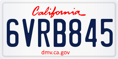 CA license plate 6VRB845