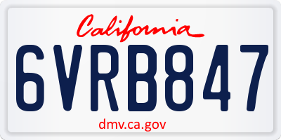 CA license plate 6VRB847
