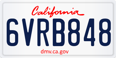 CA license plate 6VRB848