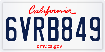 CA license plate 6VRB849