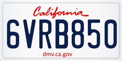 CA license plate 6VRB850