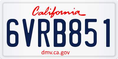 CA license plate 6VRB851