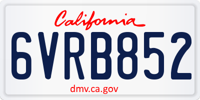 CA license plate 6VRB852
