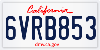 CA license plate 6VRB853