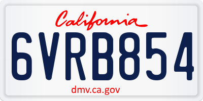 CA license plate 6VRB854