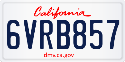 CA license plate 6VRB857