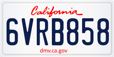CA license plate 6VRB858