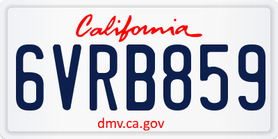 CA license plate 6VRB859