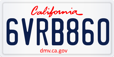 CA license plate 6VRB860