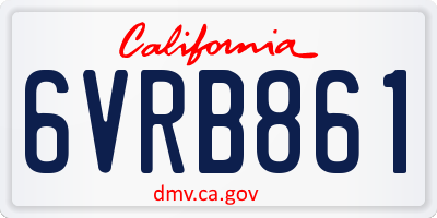 CA license plate 6VRB861