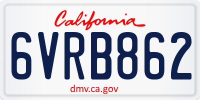 CA license plate 6VRB862