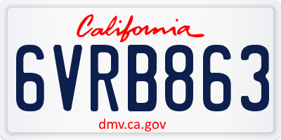 CA license plate 6VRB863