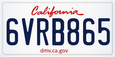 CA license plate 6VRB865