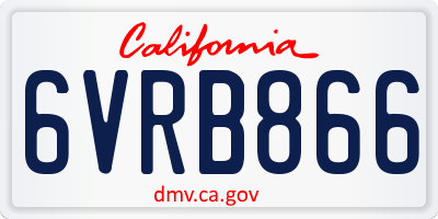 CA license plate 6VRB866