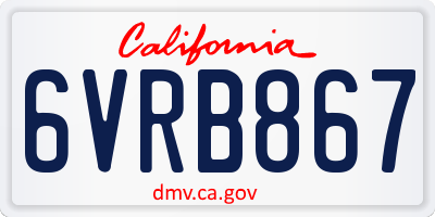 CA license plate 6VRB867