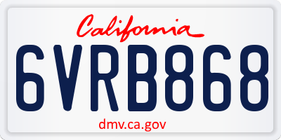 CA license plate 6VRB868