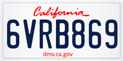 CA license plate 6VRB869