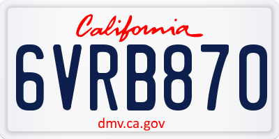 CA license plate 6VRB870
