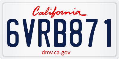 CA license plate 6VRB871