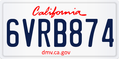CA license plate 6VRB874