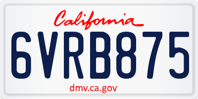 CA license plate 6VRB875