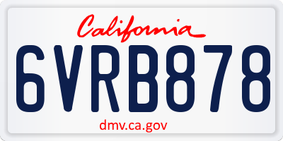 CA license plate 6VRB878