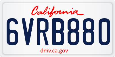 CA license plate 6VRB880