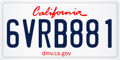 CA license plate 6VRB881
