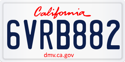 CA license plate 6VRB882
