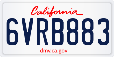 CA license plate 6VRB883