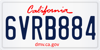 CA license plate 6VRB884