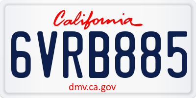 CA license plate 6VRB885
