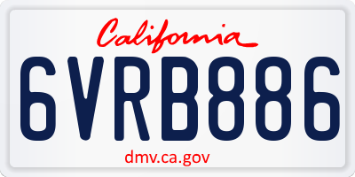 CA license plate 6VRB886