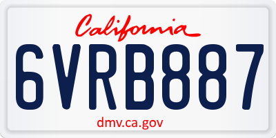CA license plate 6VRB887