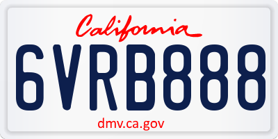 CA license plate 6VRB888