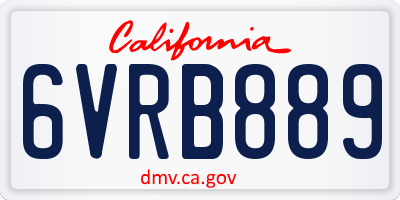 CA license plate 6VRB889
