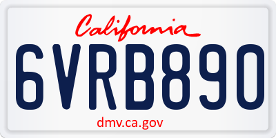 CA license plate 6VRB890