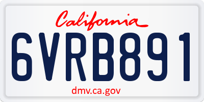 CA license plate 6VRB891