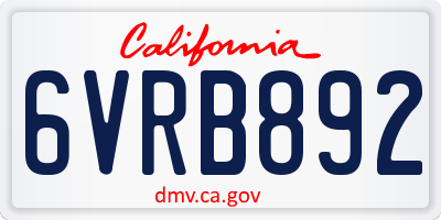 CA license plate 6VRB892