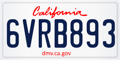 CA license plate 6VRB893