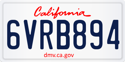 CA license plate 6VRB894